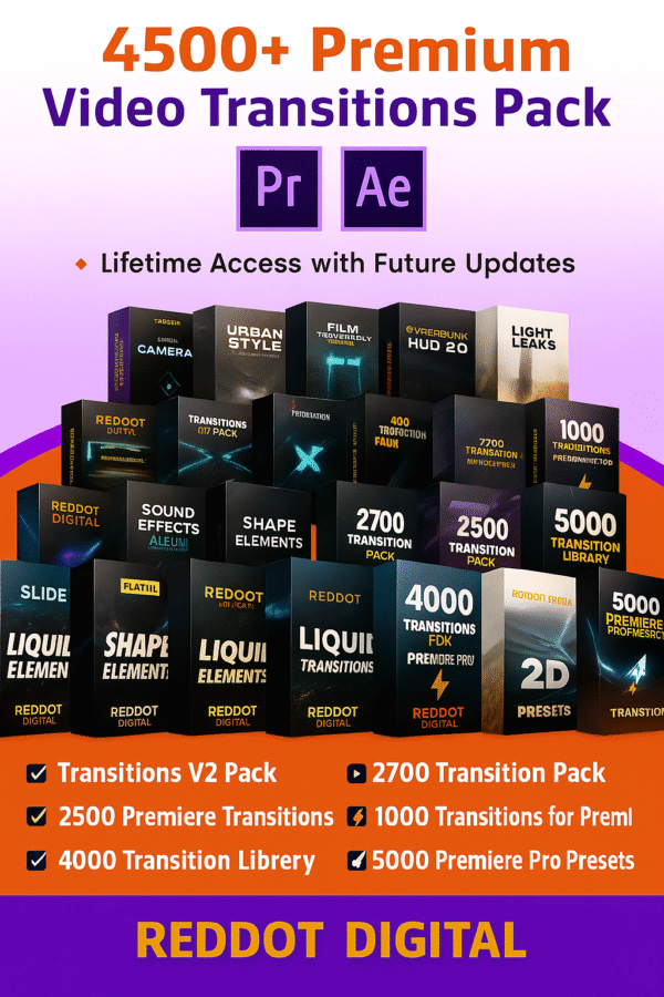 🎬 Premiere Pro Transitions Mega Bundle | 15,000+ Transitions & Presets Pack 🚀✨